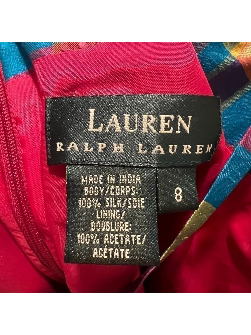 𝅺lauren RALPH LAUREN stripped silk shift dress. Size 8 - Picture 3 of 5
